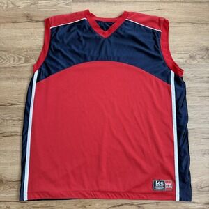 Vintage Y2K Lee Sports Red and Blue Tank Jersey‎ Sz. XXL